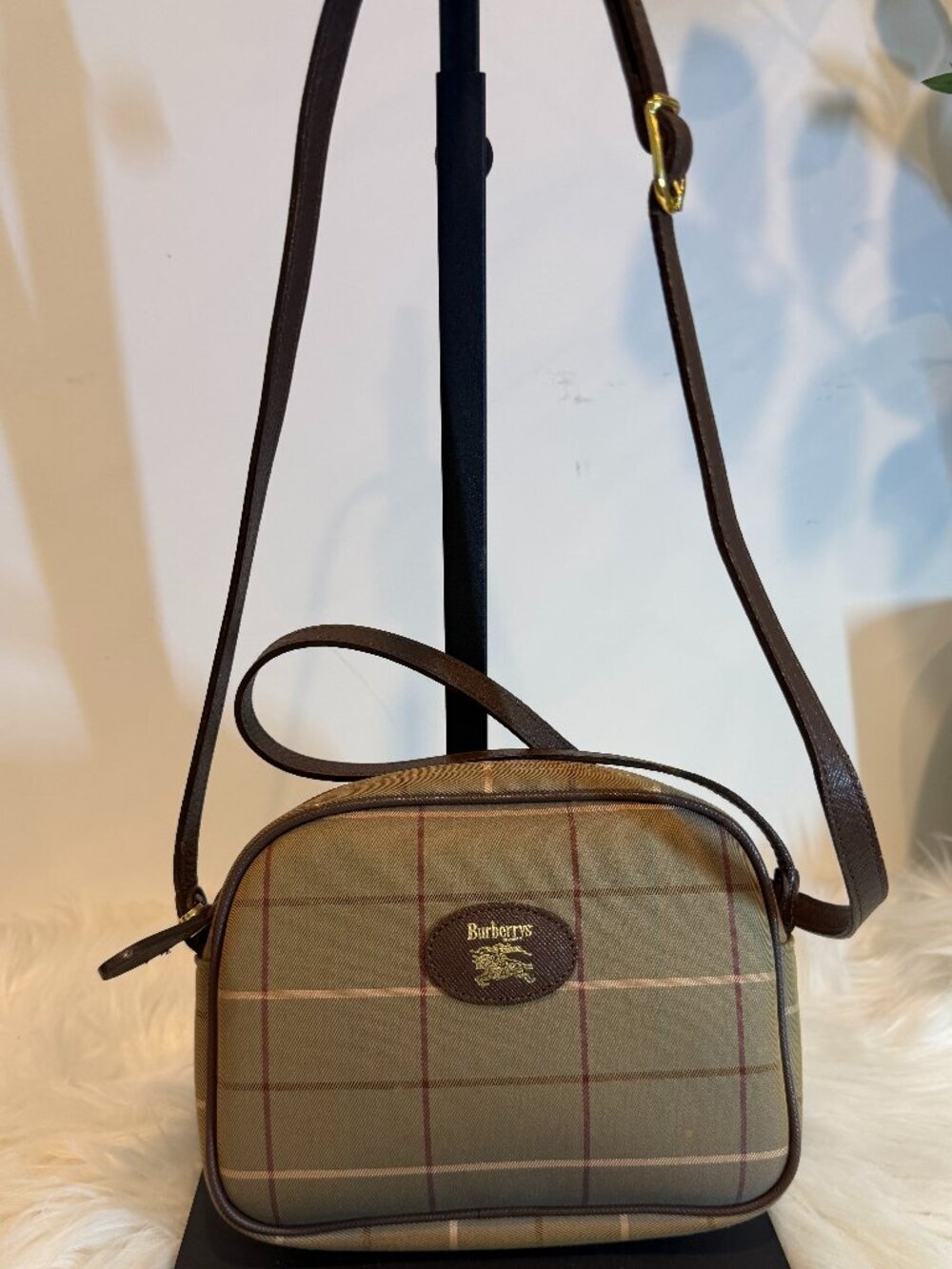 Vintage Burberrys Plaid Canvas Shoulder Bag